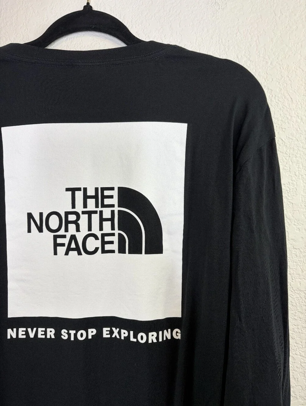 The North Face Logo Long Sleeve Black Tshirt Xl